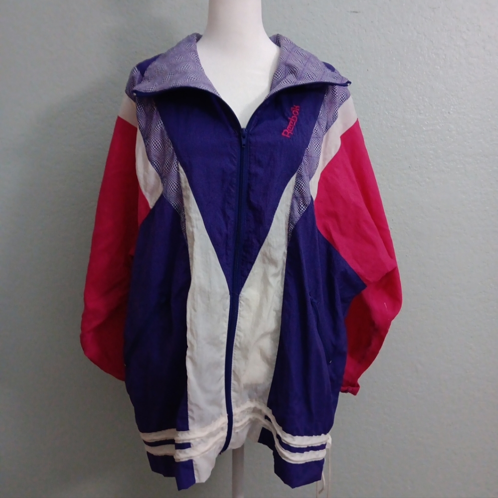 Vtg 90s Reebok pink and purple windbreaker jacket size large